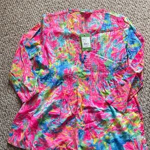 Lilly Pulitzer Pink and Blue Women's Blouse